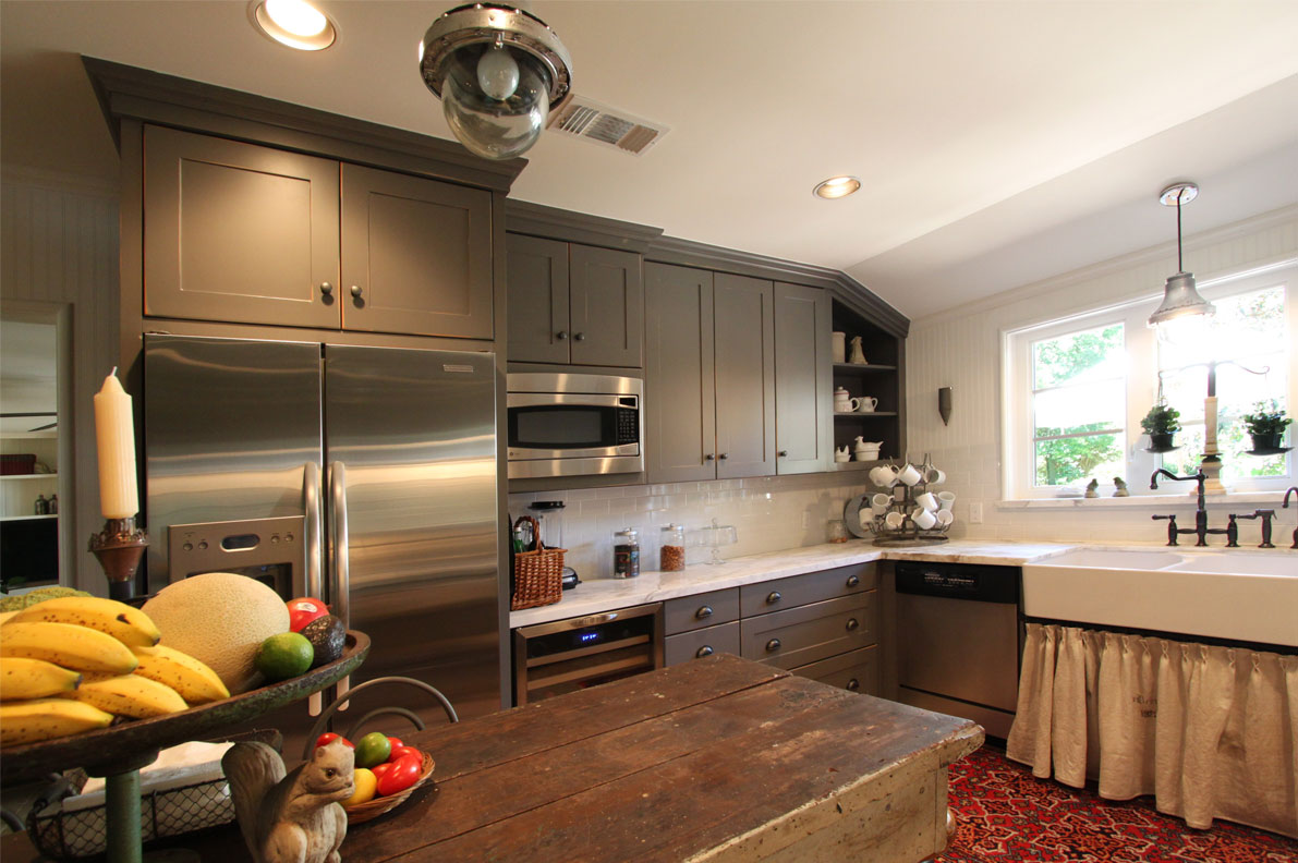 green cabinets
